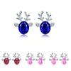 Christmas Reindeer Earrings With Crystal Gemstone For Women Fashion Jewelry