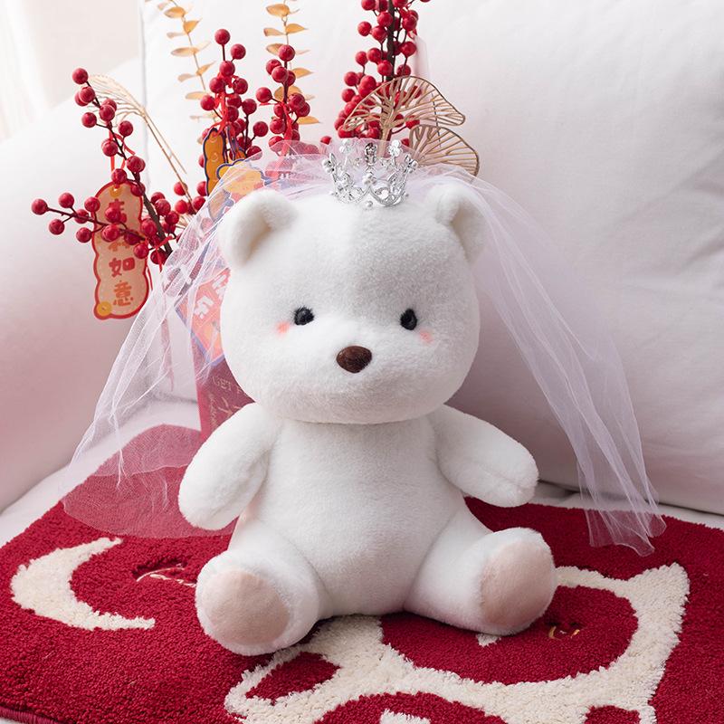 Newbies Bear Doll Dress Wedding Doll Plush Toys Pair of Ornaments Dolls Pressing Bed Wedding Gift