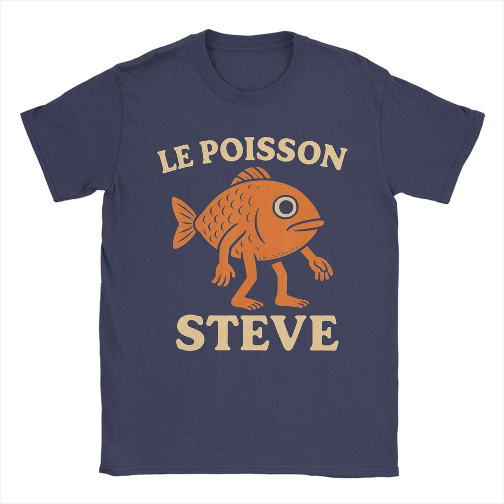 Fisch Le Poisson Steve Meme Herren T-Shirts Vintage T-Shirt Kurzarm Rundhals T-Shirt 100% Baumwolle 4XL 5XL Kleidung