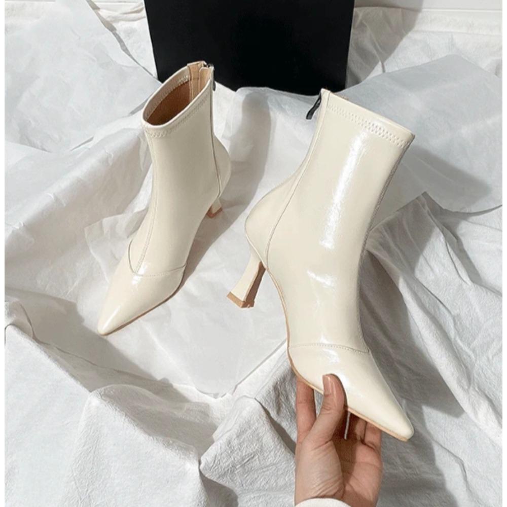 New Fashion Ankle Boots Women Pointed Toe Slim Short Ladies Booties Wedding Dress Shoes Autumn Winter Zapatos Mujer