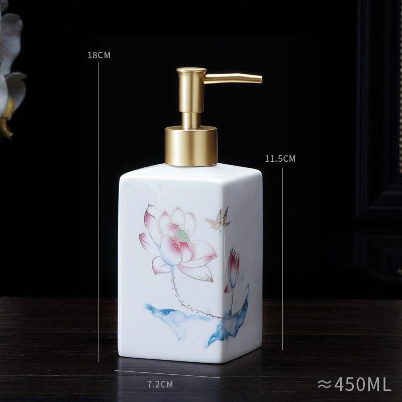 New Chinese Ceramic Press Bottle Lotion Bottle Shampoo Bath Gel Sub Bottle Soap Dispenser Bathroom Accessories Shampoo Dispenser