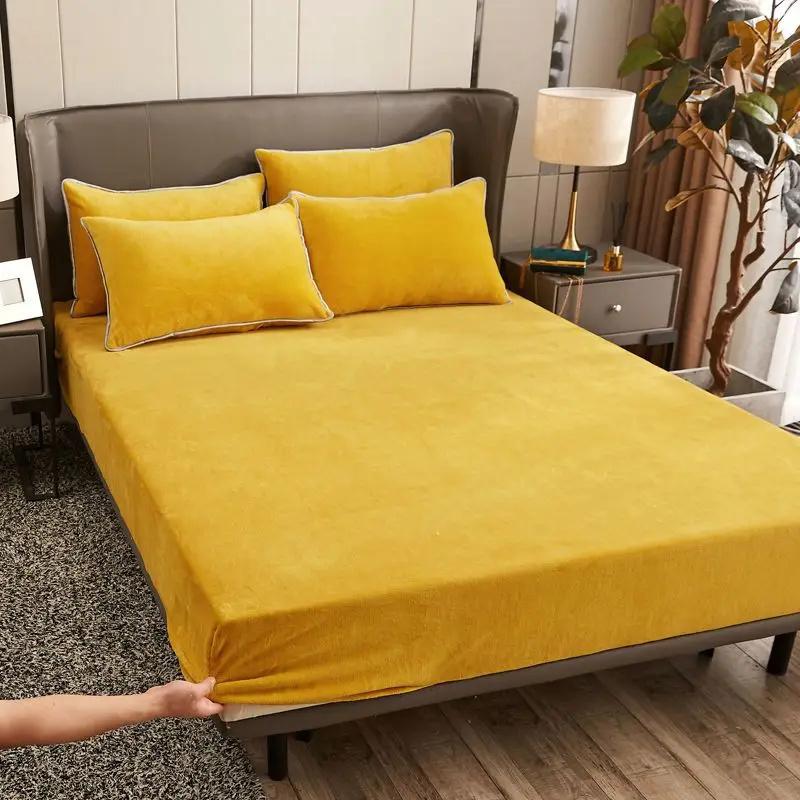 Warm and Thick Winter Fitted Sheet Non Slip Adjustable Mattress Covers Soft Velvet Bed Covers Mattresses Protective Covers