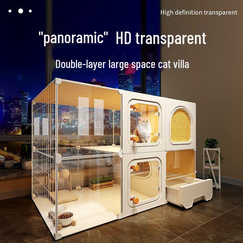 Extra-Large Indoor Cat Villa: One Room, Living Room, Bathroom - Spacious Cat Cage & Nest with Integrated Toilet