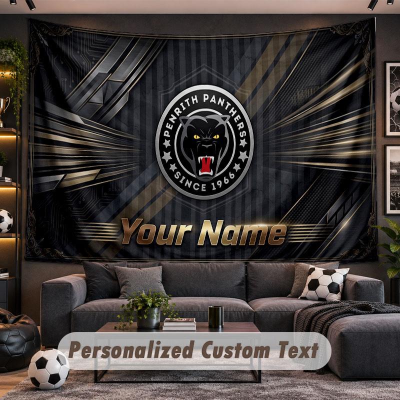 Wall Hanging Tapestry Custom NamePenrith Panthers Pattern Personalized Printed Fabric Wall Decor