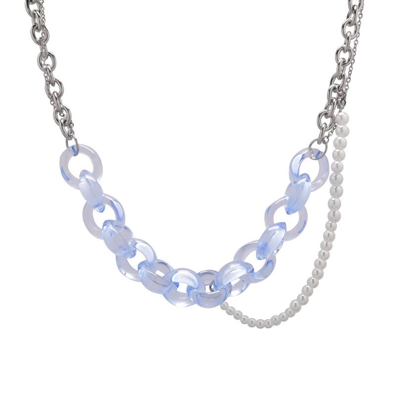 Acrylic pearl splicing necklace personalized niche accessories ins Harajuku street men s and women s tide jewelry women