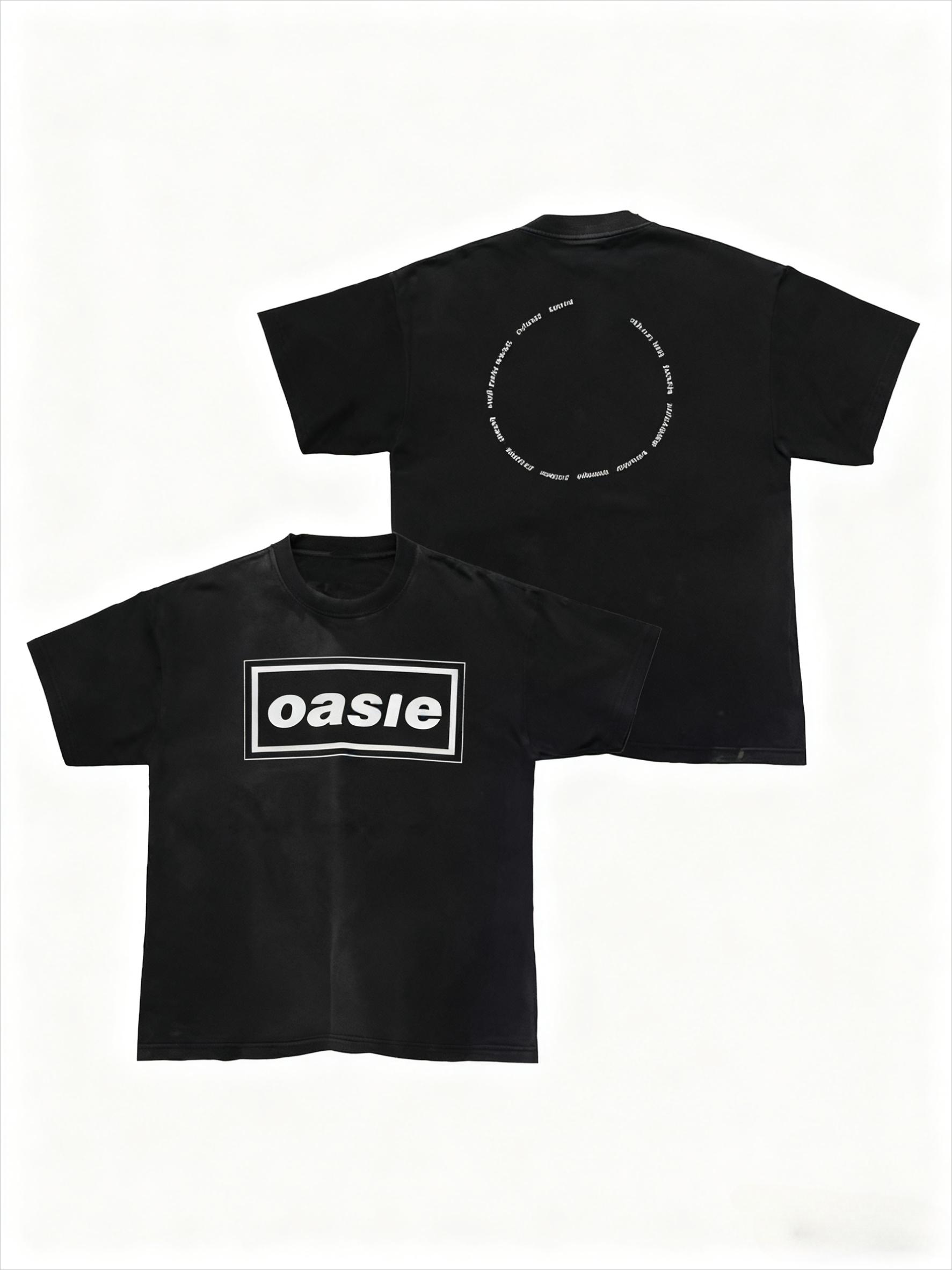 

2025 Новая летняя мужская женская футболка Oasie Рок-группа Уличная с принтом Хлопок Повседневная Модная футболка Осень и зима нижнее белье 4XL