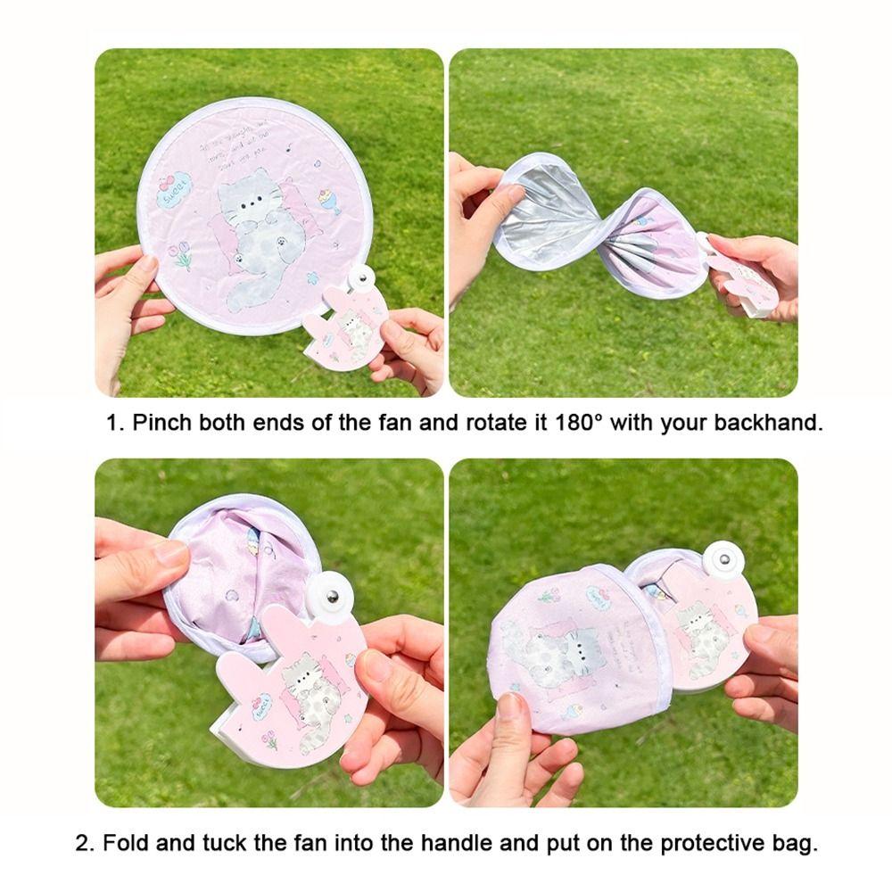 4Pcs Cute Foldable Round Fans Mini Cool Fan Portable Hand Fan  Kids Gift