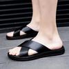 Hausschuhe für Herren, italienische Lederpantoffeln, Sommer, neue Strandschuhe für Herren, modische Outdoor-Freizeitschuhe, flache Hausschuhe, große Größe 47