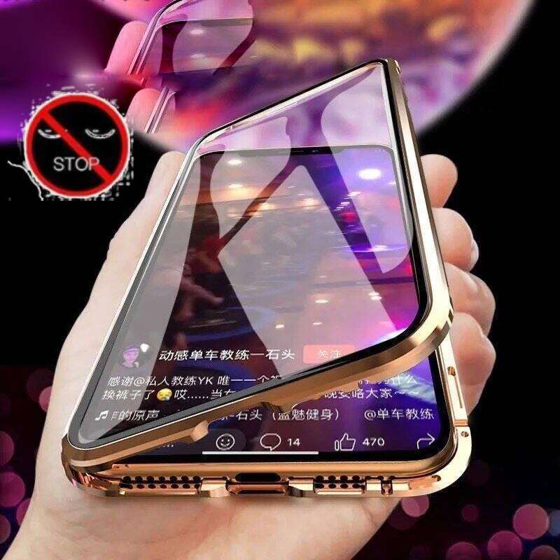 

Магнитный чехол-антишпион 360° для Xiaomi 15T 15 13 Pro с защитной крышкой для объектива камеры из закаленного стекла, бамперы для телефона Xiaomi 15 Pro золотой