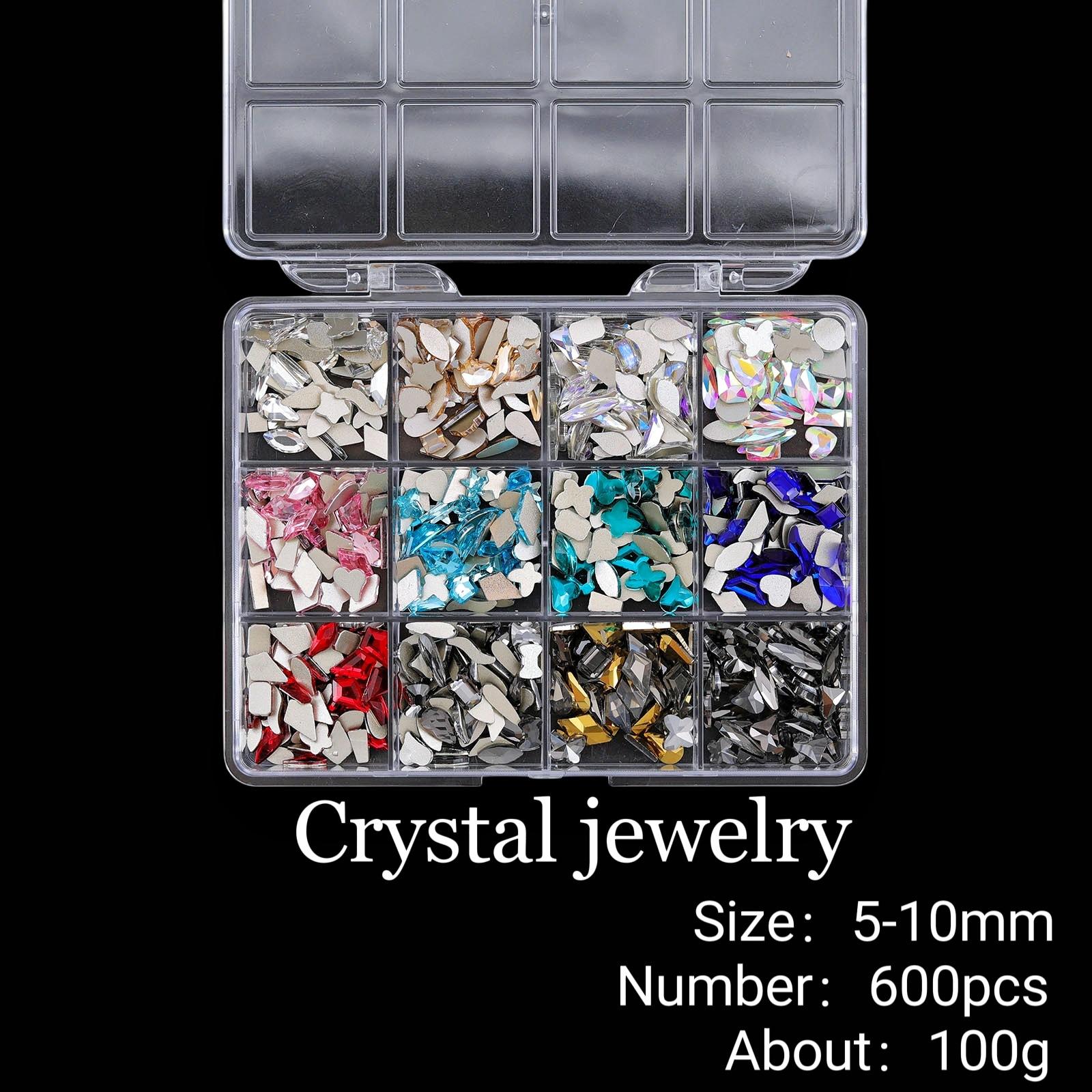 

Набор украшений для дизайна ногтей из 12 сеток со стразами для дизайна ногтей с плоским дном и бриллиантами особой формы 12 grid square box