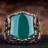 Europäischer und Amerikanischer Schmuck Retro Muster Sechseckiger Flacher Edelstein Ring Schmuck Herren Mode Ring