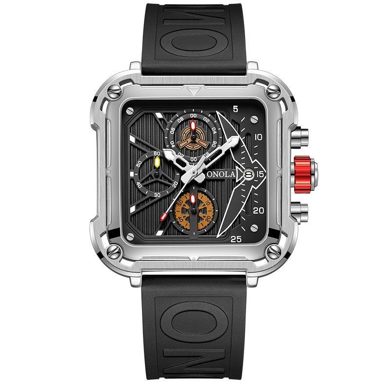 ONOLA Multifunctional Luxury Fashion Quartz Wristwatches for Men Silicone Strap Waterproof Luminous Chronograph Reloj Hombre