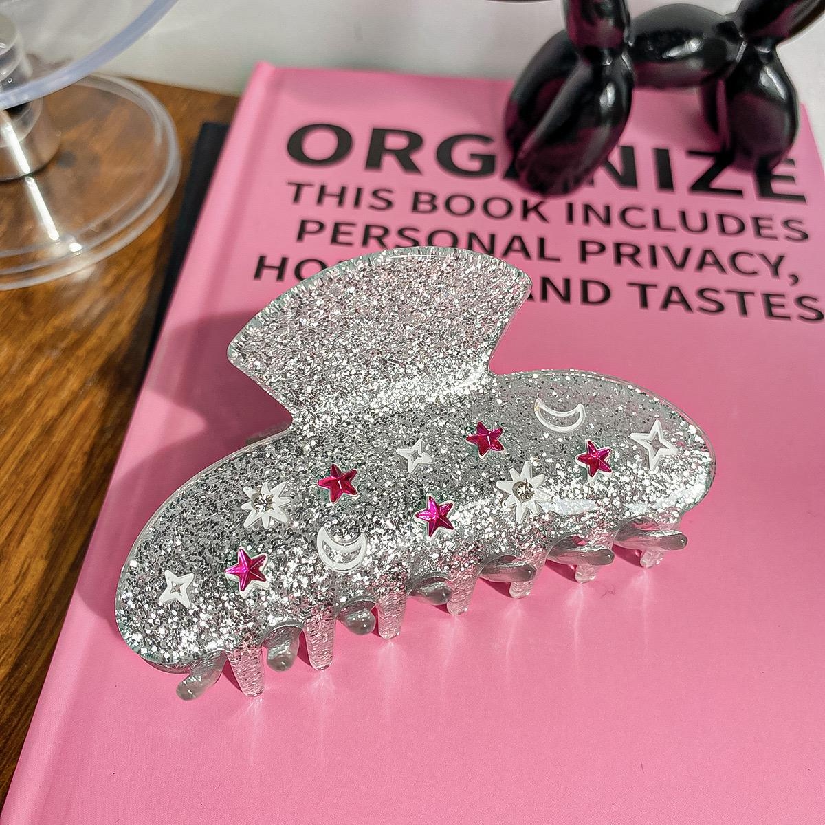

1pc new diamond-encrusted Star Moon clip back hair Shark clip clip hair clip, suitable for Ramadan festival