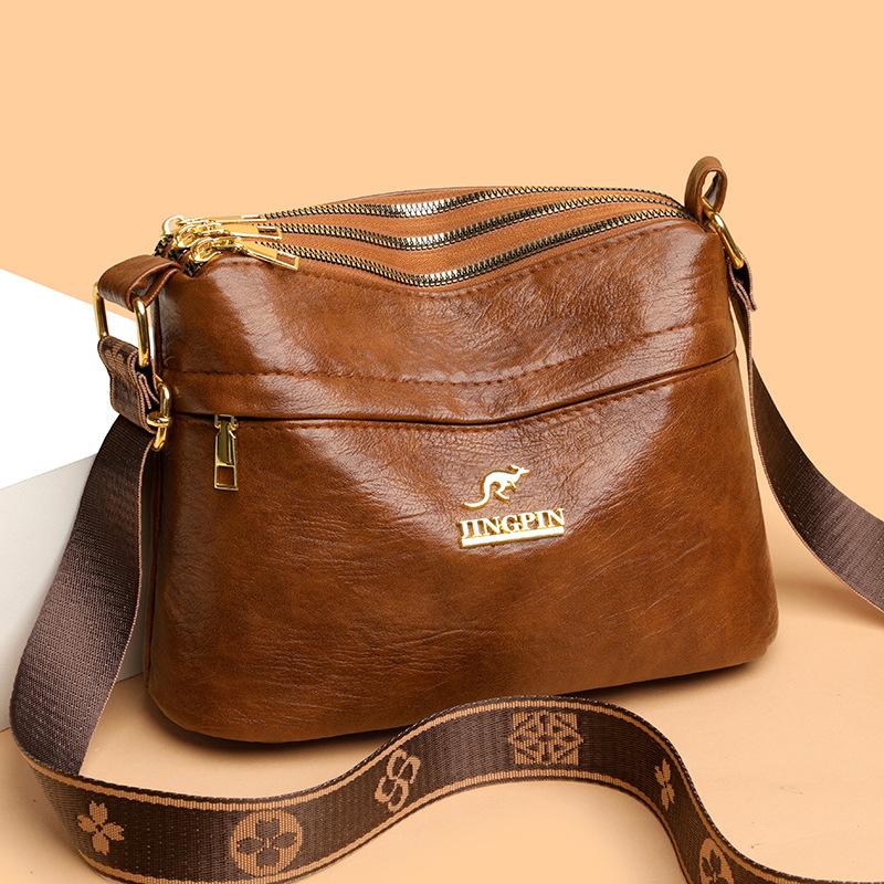 

Large Capacity Multi-Compartment Casual Crossbody Shoulder Bag коричневий