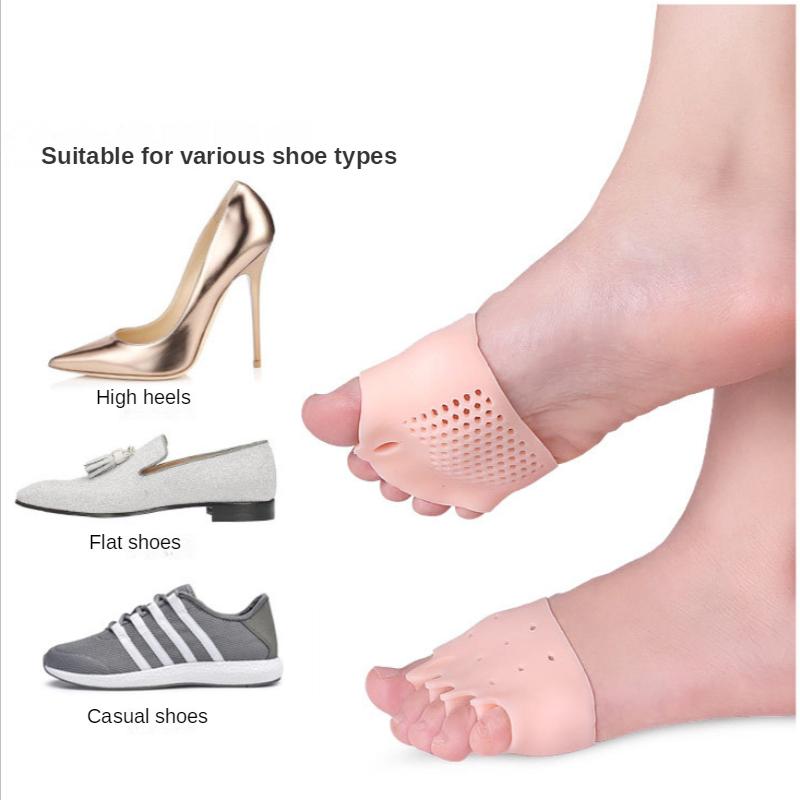 2pcs Silicone Toe Separator Hallux Valgus Corrector Bunion Orthotics Protector Pain Relief Forefoot Pad Socks Foot Care Pedicure