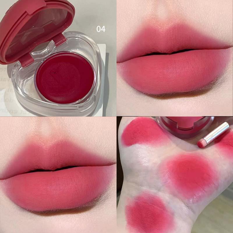 HERORANGE Aftermath Honey Lip and Cheek Mud Matte Soft Mist Dual-Use Lip Tint Cream Blush Long Lasting Velvet Makeup with Brush