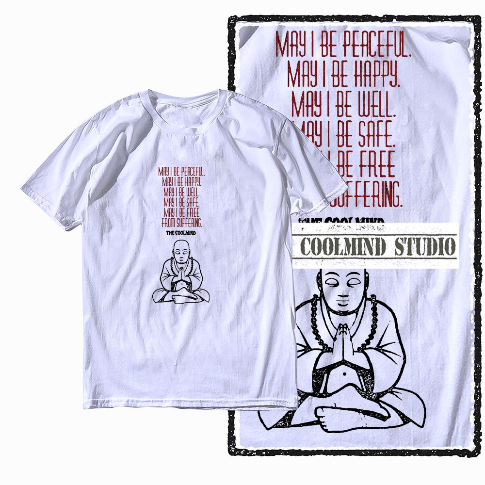 Coolmind X0050 Retro Vibe Thinker Buddha Tee Cotton Exclusive Graphic Men Tshirt Big Size Streetwear T Shirt for Men Tee Shirts