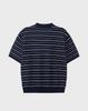 WORK ON BODY OFF Ritme Semi Oversized Cotton Collared Short Sleeve Knit [Navy]