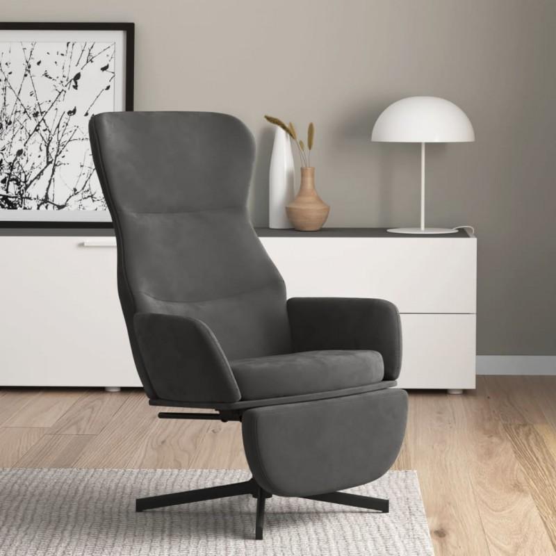 Day and Night - Day and Night Relaxation Armchair with Footrest In Dark Gray Velvet