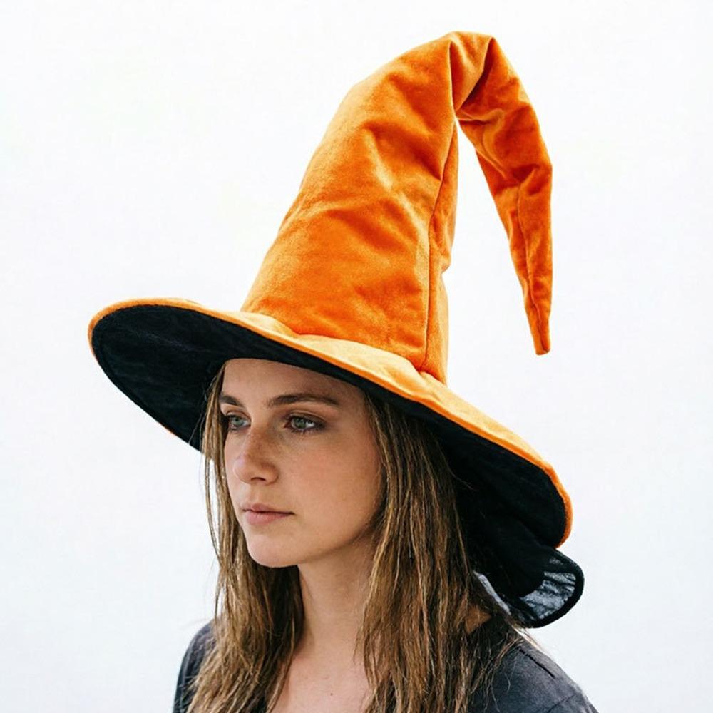 Large Halloween Witch Hat Wide Brim Curved Tip Tall Witch Hat Witch Costume Hat Masquerade Ball оранжевый