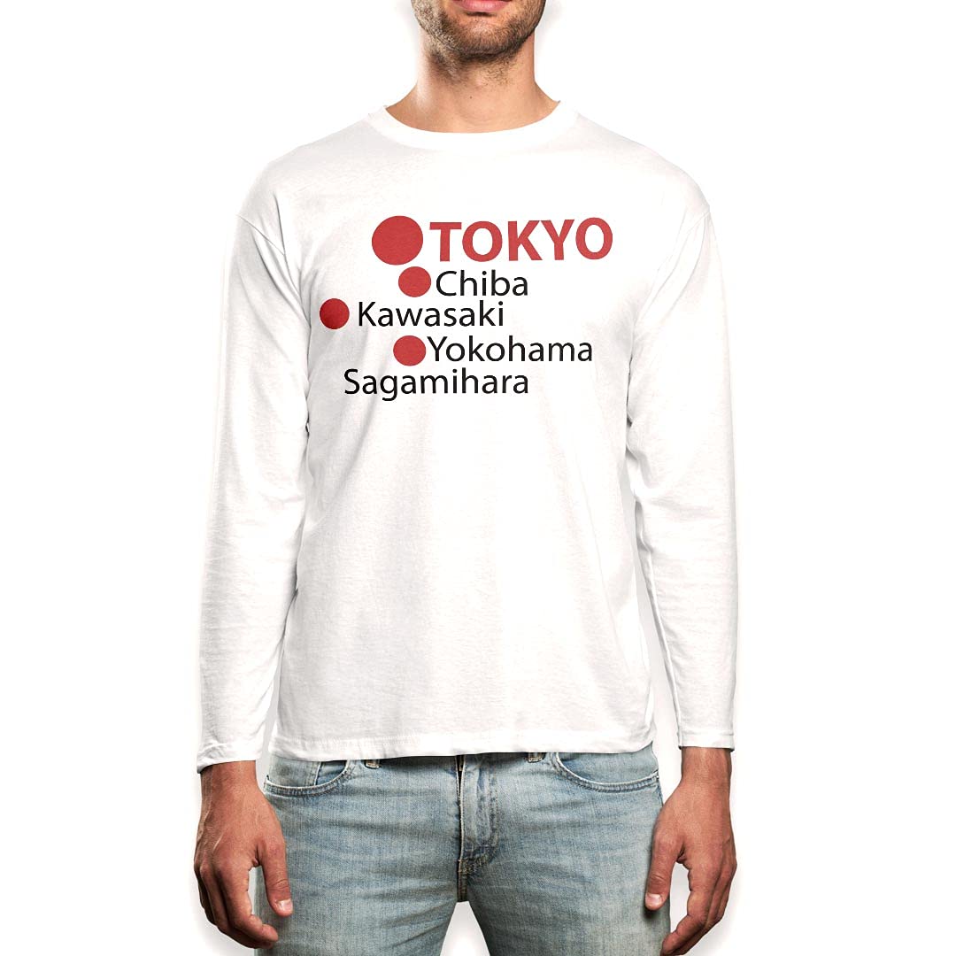 

Medium Size Long Sleeve Crew Neck with Stylish English and Tokyo Chiba Kawasaki [igsticker] Men s T-Shirt (Size 017718) Prints, Letters, Logo.