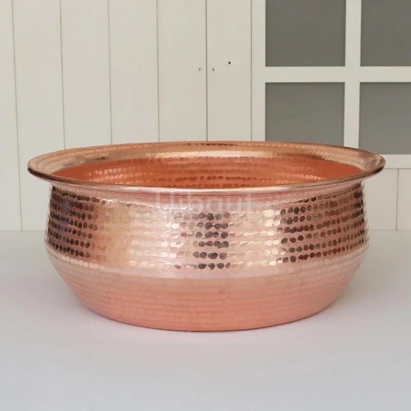 Elegant Handmade big Copper Basin Pure Thick Copper Pot Upscale Decorative Gift for Luxury Wash Basket round deep Cleaning basin