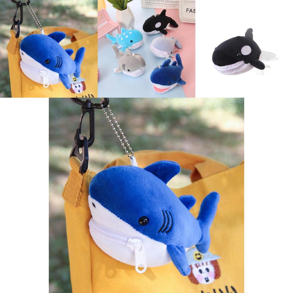 Cute Shark Blue Whale Orcinus Orca Plush Doll Pendant Wallet For Kids And Collectors