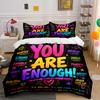 You Are Enough Motivational Bedding Set Bedding Set (1 Duvet Cover, 2 Pillowcases, Duvet Not Included)