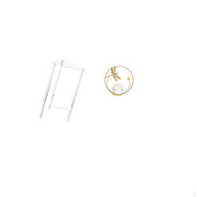 Minimalist Clear Acrylic Side Table with Crystal Ball Sculpture Metal Figurine Modern Bedside