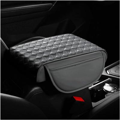 Car Center Console Cover, 12.6"×8.7" Waterproof Leather Auto Armrest Box Protector Elbow Pillow with Storage Pocket, Comfortable Memory Foam
