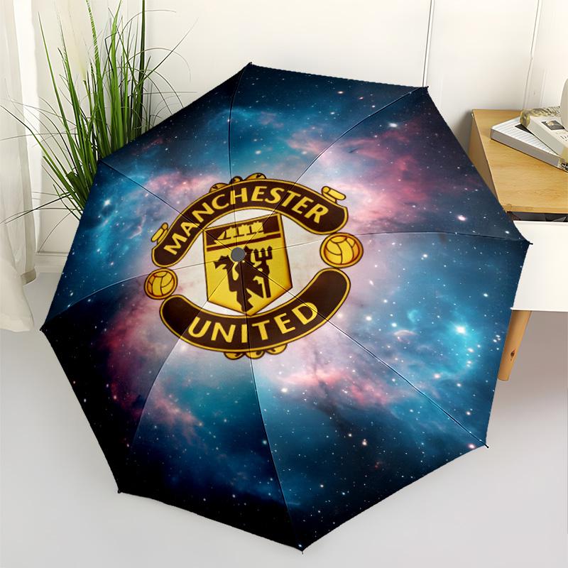 Manchester Crest Outdoor Automatic Umbrella with 8-Rib Compact Design Durable Everyday Carry Umbrella Vibrant Pattern Umbrella Spiritual Gift