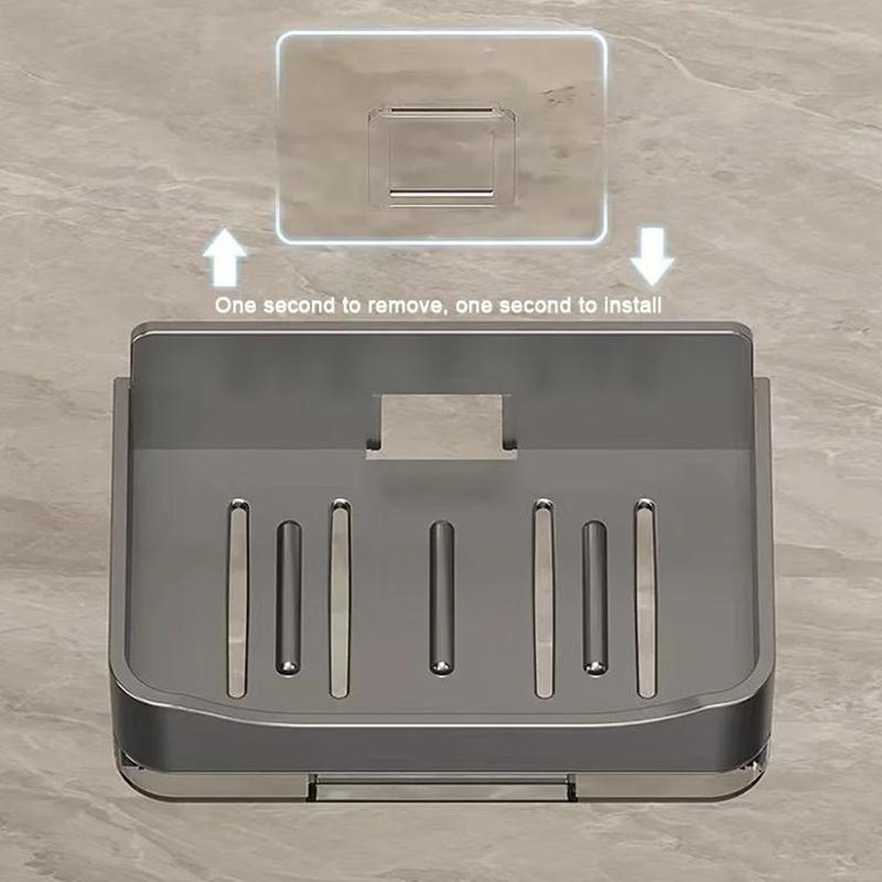 Bathroom Soap Holder Free-Punching Wall Mounted Soap Sponge Holder Organizer Double Drainage Soap Dish Bathroom Accessories