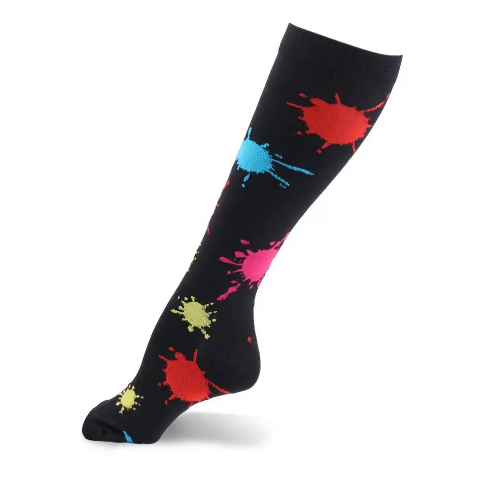 Compression Women Men Stockings Popular Love Pattern Stripe Lattice Star Compress Socks Running Sports Elastic Pressure
