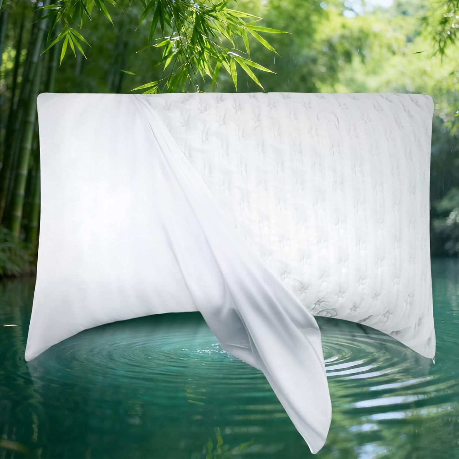 Cooling Crescent Pillowcase for Side Sleepers, Breathable Cool Zippered Pillow Cover For Hot Sleepers, Soft Silky Gentle on Hair & Skin, Queen 20x30,
