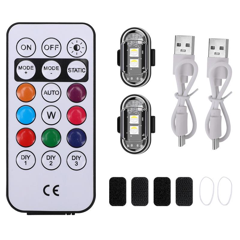 Universal Eight-Color Wireless Remote Control Navigation and Warning Light for Drones and Motorcycles