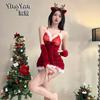 Erotic underwear women's sexy plush suspender nightdress short skirt Christmas dress battle robe passion free uniform suit