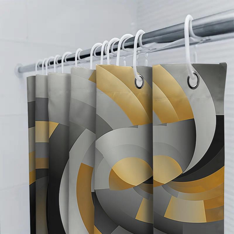 Modern Black Grey Yellow White Geometric Shower Curtain Waterproof Bath Room Decor Home Decoration Customizable Size Options Ava
