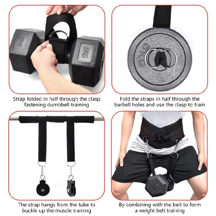 Dumbbell Barbell Rope Handle Strap Rope 150lbs Bearings Load Hanging T-bar Strap