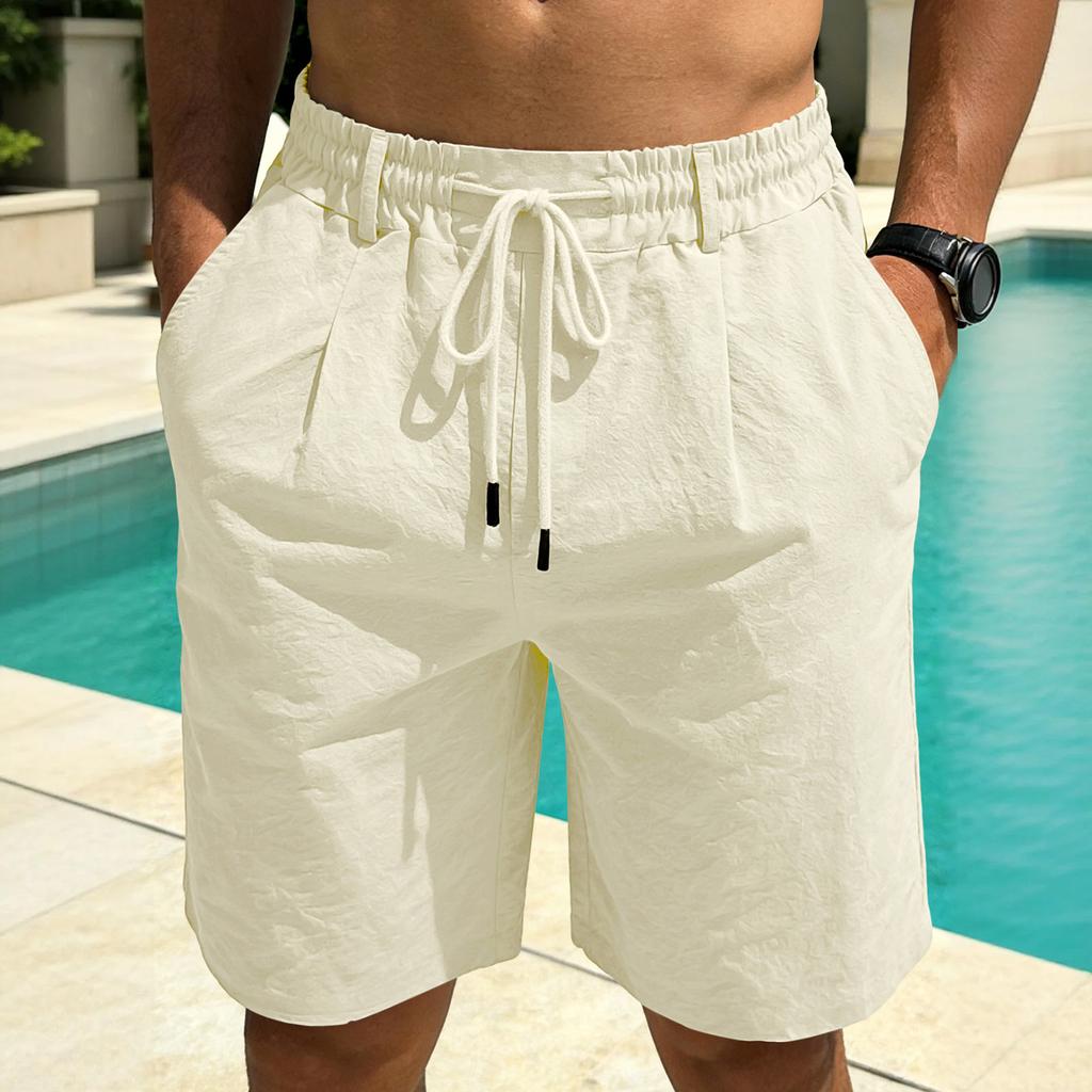 Men's Loose Linen-Cotton Drawstring Shorts