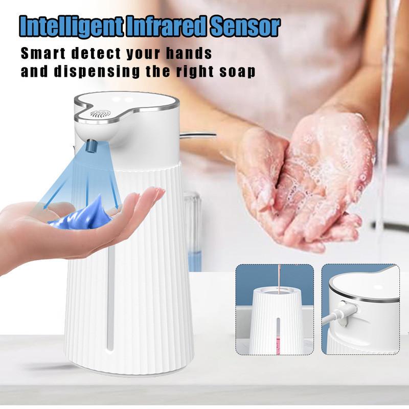 400ml Automatic Foaming Soap Dispenser 2-Level Adjustable Touchless Soap Dispenser Electric Rechargeable Foam Hand Soap Dispenser for Bathroom Kitchen