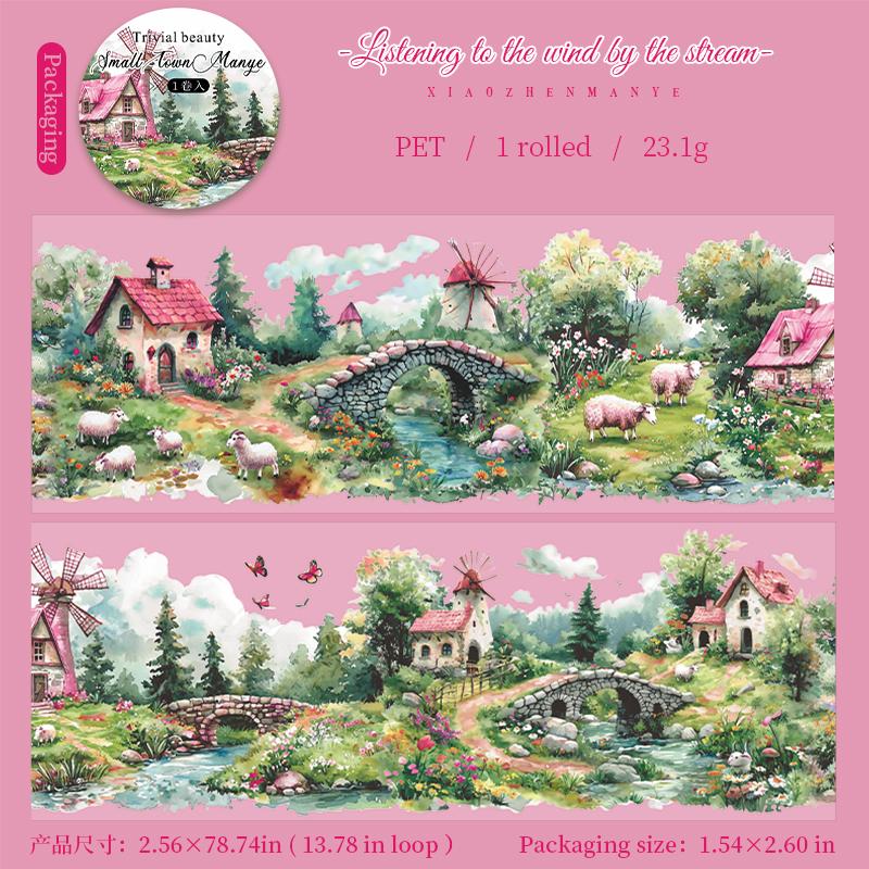 

1 Roll Small Town Fresh Natural Theme PET Tape For DIY Scrapbooking Journal Collage Material Phone Case Notebook Decoration