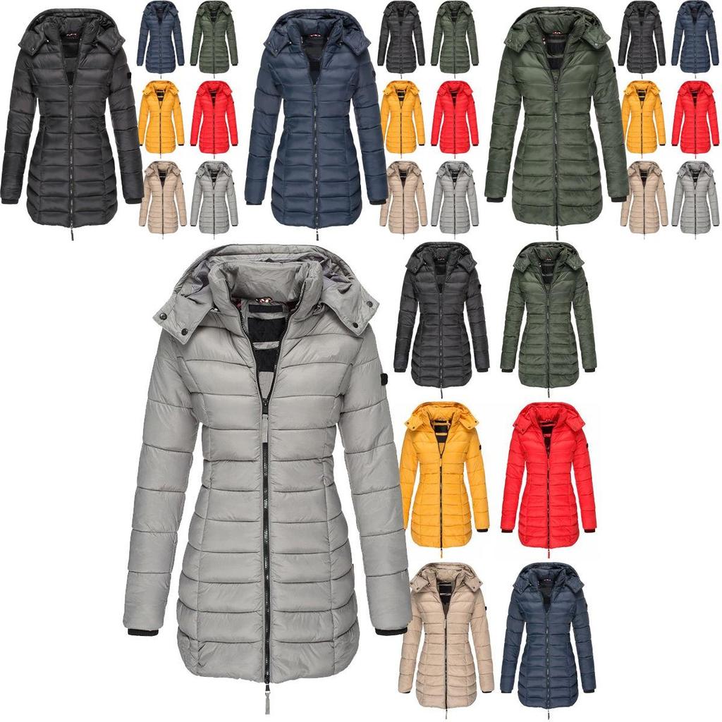 Cappotto Lungo da Donna Invernale Caldo con Cappuccio e Chiusura a Zip di Alta Qualità