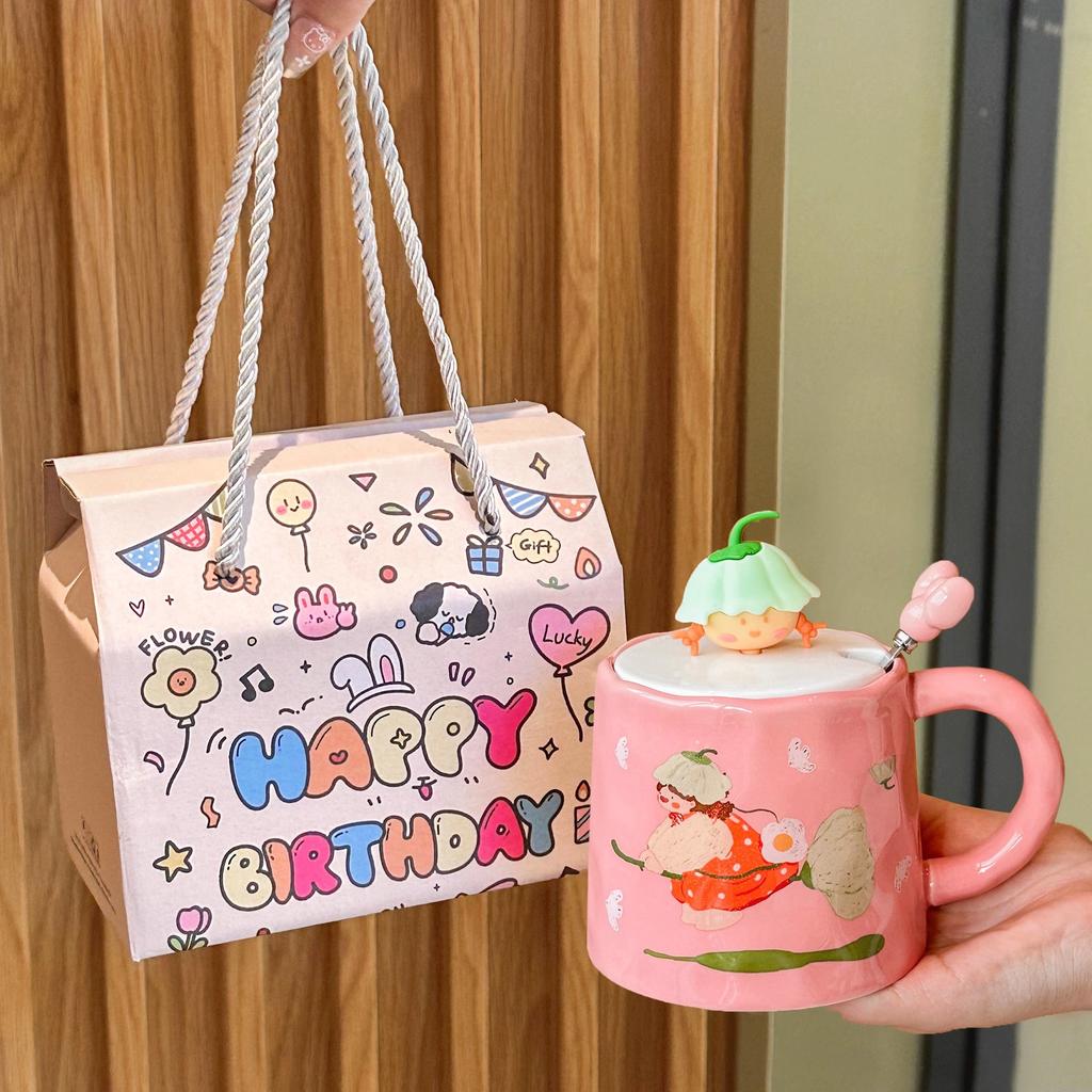 Birthday Gift Cute Cartoon Boy Mug Girl Gift Box Couple Ceramic Coffee Drinking Cup