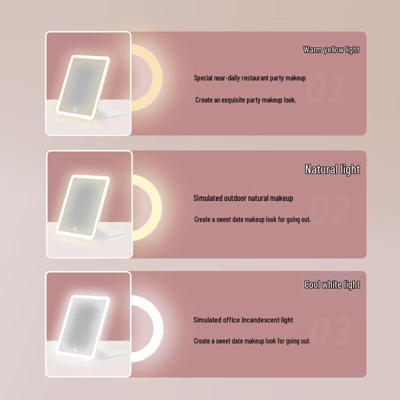 Meebordi LED Lighted Smart Makeup Mirror CN plug (adapter included)