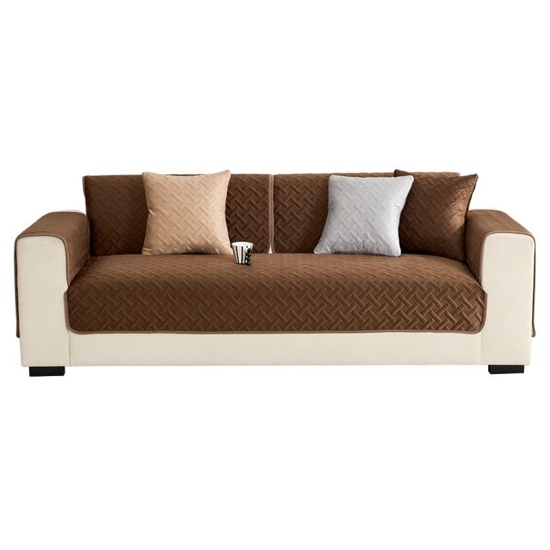 New Solid Color Stripes Quilted Anti-Slip Sofa Cover Sofa Slipcover Furniture Protector for Office Living Room Home Decor