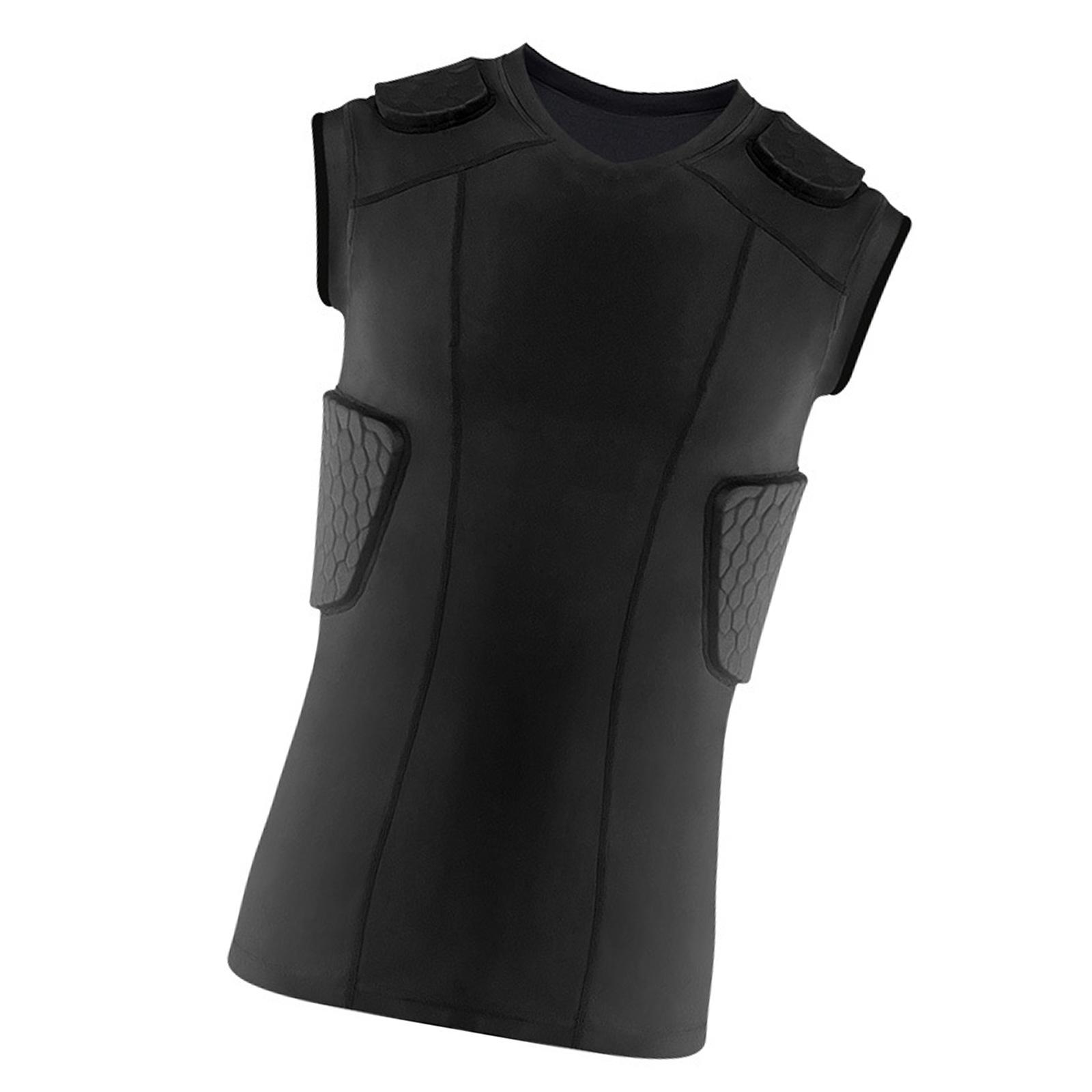 Padded Compression Shirt Football Rib Protector Pad Back Protector Padded Shirt Protective Gear for Baseball Basketball 2XL