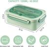 Leak Proof Divided Lunch Box Portable Bento Box with Utensils for Snack Fruit BPA Free Microwave Safe for Home Office Use