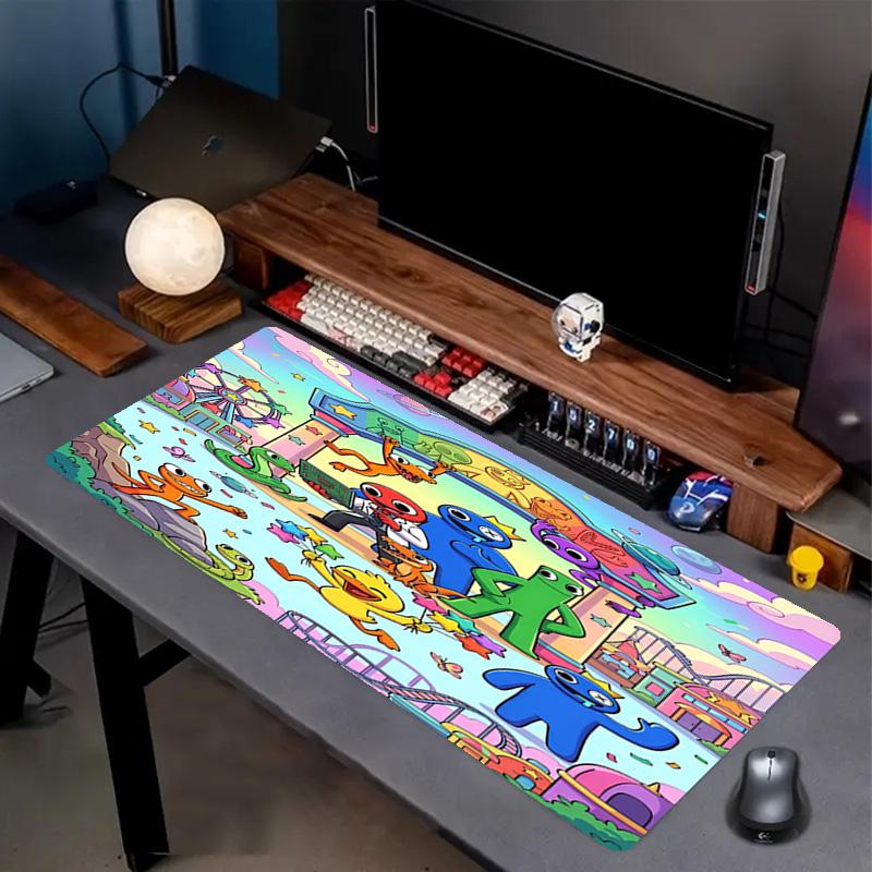 Game Rainbow Friends Print Mouse Pad, Anti‑Slip Desktop Keyboard Mat, for PC Laptop Gaming Working Daily Use, Cool Festival Surprise Gift