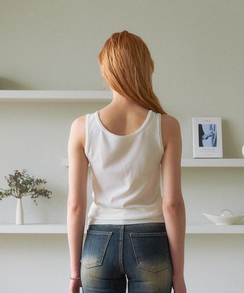 Tobaseu Round Cool Knit Sleeveless (White)