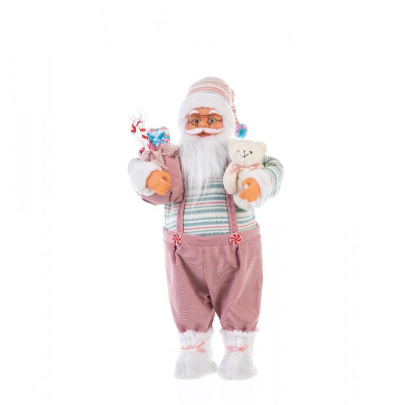 Pink Bear Santa Claus Figurine Christmas Decor Cute Home Holiday Gift